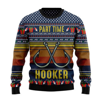 Fishing Part Time Christmas Sweater, Men Women 3D Print Sweater - Thegiftio UK