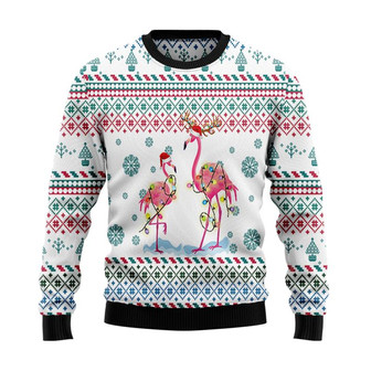 Flamingo Christmas Reunion Christmas Sweater, Men Women 3D Print Sweater - Thegiftio UK