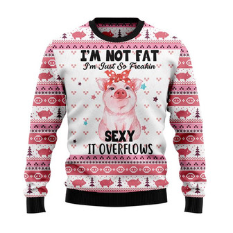 Freakin Sexy Pig Christmas Sweater, Men Women 3D Print Sweater - Thegiftio UK