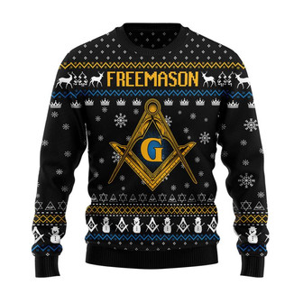Freemason Christmas Sweater, Men Women 3D Print Sweater - Thegiftio UK