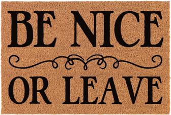Funny Welcome Coir Doormat Be Nice Or Leave Welcome Front Porch Decor Doormat For The Entrance Way Indoor&outdoor Rugs With Heavy-duty Backing Non-slip Coir Doormat Novelty Gift Mat - Thegiftio UK