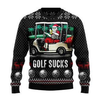 Golf Sucks Santa Claus Christmas Sweater, Men Women 3D Print Sweater - Thegiftio UK