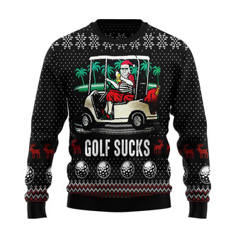 Golf Sucks Santa Claus Christmas Sweater, Men Women 3D Print Sweater - Thegiftio UK