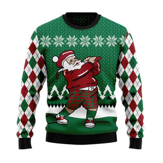 Golfer Santa Christmas Sweater, Men Women 3D Print Sweater - Thegiftio UK