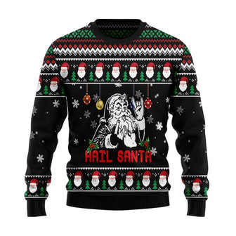 Hail Santa Christmas Sweater, Men Women 3D Print Sweater - Thegiftio UK