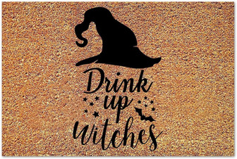 Halloween Drink Up Witch Coir Door Mats Doormats, Retro Closing Gift Spooky Ghost Funny Door Mats For Foyer Front Porch Back Door Patio - Thegiftio UK