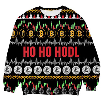 Ho Ho Hodl Crypto Currency Christmas Sweater, Men Women 3D Print Sweater - Thegiftio UK