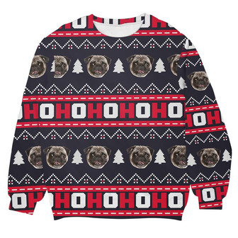 Hohoho Custom Funny Face Personalized Christmas Sweater, Men Women 3D Print Sweater - Thegiftio UK