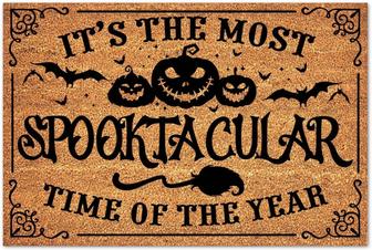 It's The Most Spooktacular Time Of The Year Coir Doormat Easy To Clean Front Porch Decor Funny Coir Doormat Fun Halloween Humorous Quote Welcome Mat For Outside Porch Entrance - Thegiftio UK