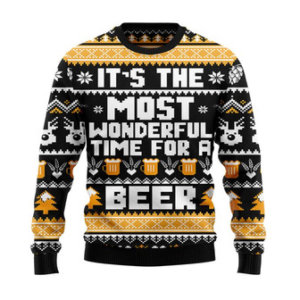It's The Most Wonderful Time For A Beer Christmas Sweater, Men Women 3D Print Sweater - Thegiftio UK