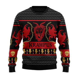 Krampus Gingerbread Christmas Sweater, Men Women 3D Print Sweater - Thegiftio