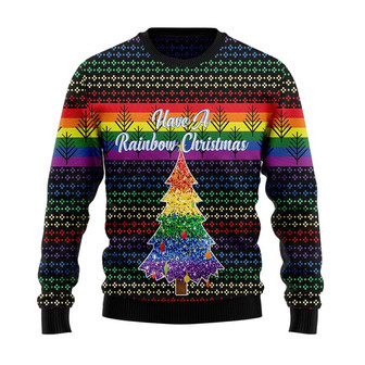 LGBT Rainbow Christmas Sweater, Men Women 3D Print Sweater - Thegiftio UK