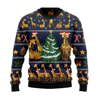 Love Giraffe Christmas Sweater, Men Women 3D Print Sweater - Thegiftio UK