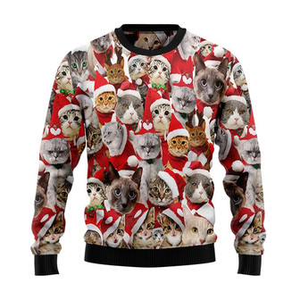 Lovely Cats Christmas Sweater, Men Women 3D Print Sweater Gift For Cat Dad Cat Mom Cat Lover - Thegiftio UK