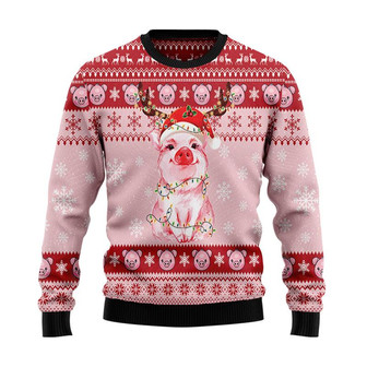 Lovely Pig Christmas Sweater, Men Women 3D Print Sweater - Thegiftio UK