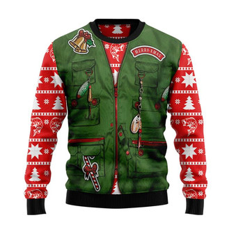 Merry Fishmas Christmas Sweater, Men Women 3D Print Sweater - Thegiftio UK