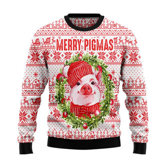 Merry Pigmas Christmas Sweater, Men Women 3D Print Sweater - Thegiftio UK