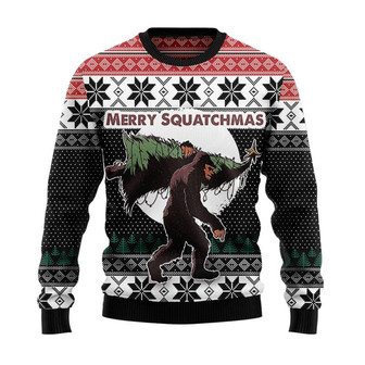 Merry Squatchmas Bigfoot Christmas Sweater, Men Women 3D Print Sweater - Thegiftio UK
