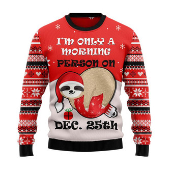 Morning Person Sloth Christmas Sweater, Men Women 3D Print Sweater - Thegiftio UK