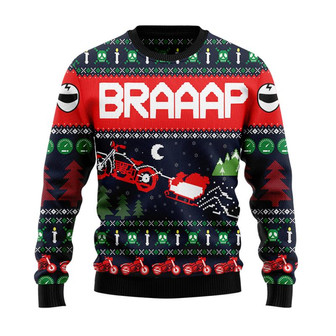 Motorbike Braaap Christmas Sweater, Men Women 3D Print Sweater - Thegiftio UK