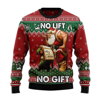 No Lift No Gift Santa Christmas Sweater, Men Women 3D Print Sweater - Thegiftio UK