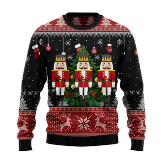 Nutcracker Christmas Tree Christmas Sweater, Men Women 3D Print Sweater - Thegiftio UK