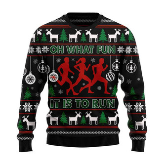 Oh What Fun Running Christmas Sweater, Men Women 3D Print Sweater - Thegiftio UK