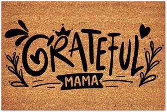 Outdoor Mats For Home Entrance Quote Inspirational Motivational Funny Coir Doormat With Heavy Duty Backing Grateful Mama Coir Mat Indoor Outdoor - Front Door Entryway Mats Housewarming Gift - Thegiftio UK