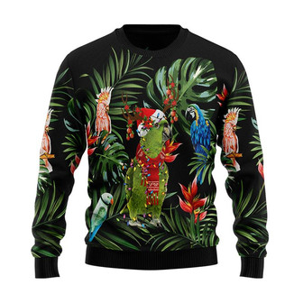 Parrot Tropical Christmas Sweater, Men Women 3D Print Sweater - Thegiftio UK