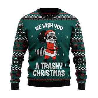 Raccoon Trashy Christmas Christmas Sweater, Men Women 3D Print Sweater - Thegiftio UK