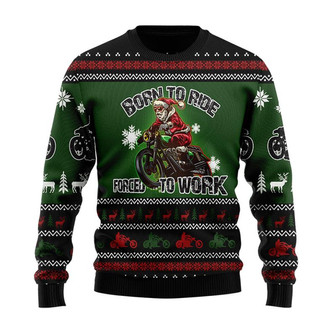 Santa Born To Ride Christmas Sweater, Men Women 3D Print Sweater - Thegiftio UK