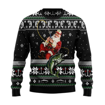 Santa Claus Fishing Christmas Sweater, Men Women 3D Print Sweater - Thegiftio UK