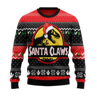 Santa Claws Trex Christmas Sweater, Men Women 3D Print Sweater - Thegiftio UK