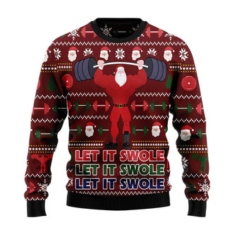 Santa Let It Swole Christmas Sweater, Men Women 3D Print Sweater - Thegiftio UK