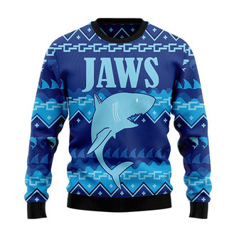 Shark Jaw Christmas Sweater, Men Women 3D Print Sweater - Thegiftio UK