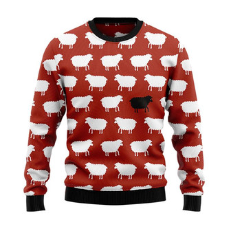 Sheep Black And White Christmas Sweater, Men Women 3D Print Sweater - Thegiftio UK