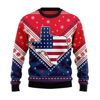Texas USA Flag Christmas Sweater, Men Women 3D Print Sweater - Thegiftio UK