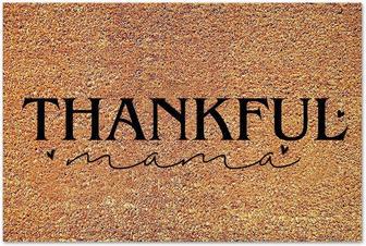 Thankful Mama Rectangular Coir Doormat Mats, Closing Gift Life Quotes Funny Door Mats For Foyer Front Porch Back Door Patio - Thegiftio UK