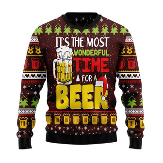 Time For Beer Christmas Sweater, Men Women 3D Print Sweater - Thegiftio UK