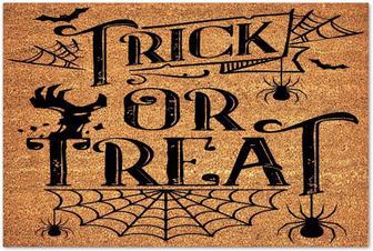 Trick Or Treat Coir Doormat With Non-slip Backing Indoor Mats For Entryway Thick Durable Rug Modern Funny Halloween Quote Doormat For Front Door Outdoor Entry Housewarming Gift - Thegiftio UK