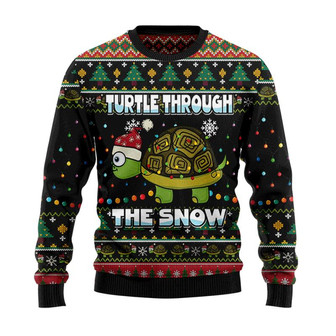 Turtle Through The Snow Christmas Sweater, Men Women 3D Print Sweater - Thegiftio UK