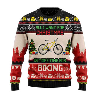 All I Want For Christmas Is Biking Bike Christmas Sweater, Men Women 3D Print Sweater - Thegiftio UK