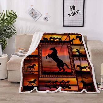Horse Blanket Animal Print Throw Blanket Comfort Warmth Soft Cozy Blanket Sherpa Blanket Couch Blanket Bed Throw Tv Blanket Horse Lovers Gifts - Thegiftio UK