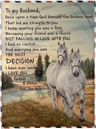 Horse Sherpa Blanket To My Husband From Wife, Love Letter Blanket For Husband Couple Boy Girl, Gift For Christmas Birthday - Thegiftio