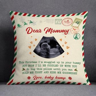 Personalized Christmas Pillow For Mommy To Be From Baby Bump Custom Name Postcode Ultrasound Sonogram Pillow Vintage Letter Throw Pillow Gifts For New Mother Xmas Birthday Anniversary - Thegiftio UK