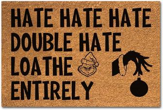 Funny Coir Doormat Hate Hate Hate Double Hate Loathe Entirely Welcome Front Porch Decor Doormat For The Entrance Way Rugs With Heavy-duty Backing Non-slip Outdoor Coir Doormat - Thegiftio UK
