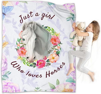 Horse Blanket Soft Cozy Just A Girl Who Loves Horses Throw Fleece Blanket Lightweight Fleece Warm Blankets Camping Animals Blanket For Women For Holiday Sofa Couch For All Season Horse Stuff - Thegiftio