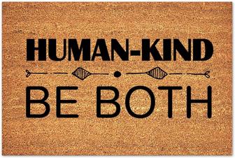 Human-kind Be Both Coir Doormat Rustic Non-slip Rubber Back Front Door Rugs Indoor Funny Coir Doormat Quotes Inspired Welcome Mat For Outside Porch Entrance Welcome Home Gifts - Thegiftio UK