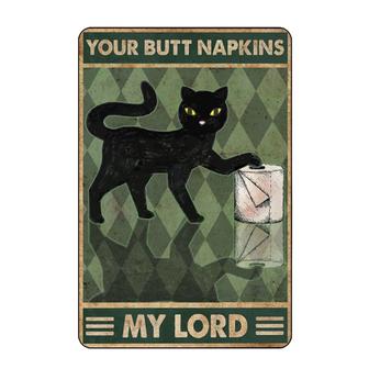 Black Cat with Toilet Paper Your Butt Napkins My Lady Satin Portrait Poster Metal Retro Vintage Tin Sign Bar Wall Decor Poster - Thegiftio UK