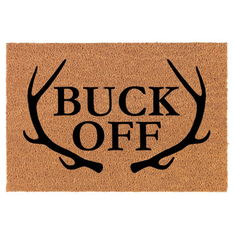 Buck Off Antlers Hunt Hunting Funny Coir Doormat Door Mat Housewarming Gift Newlywed Gift Wedding Gift New Home - Thegiftio UK